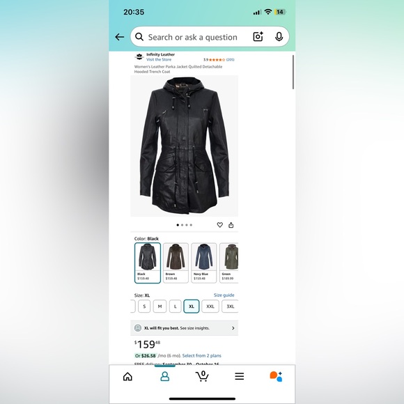 Elegant Black Leather Hooded Jacket - Picture 2 of 7